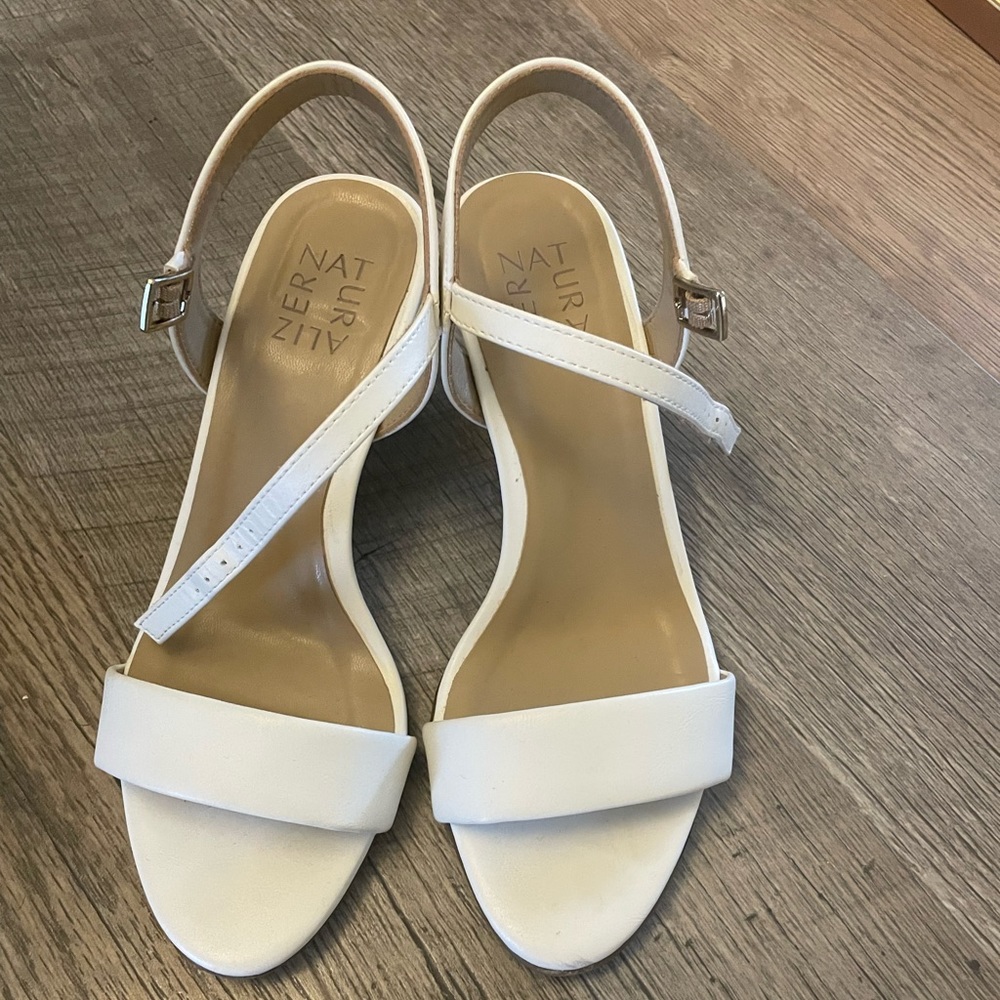 Naturalizer White Vera 2 3/8" Block Heel
